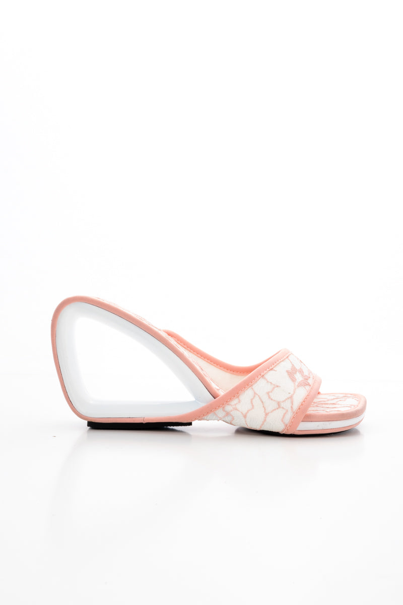 JADY ROSE | SOLANAH MARBLING LACE UPPER WEDGE SLIDE - PINK