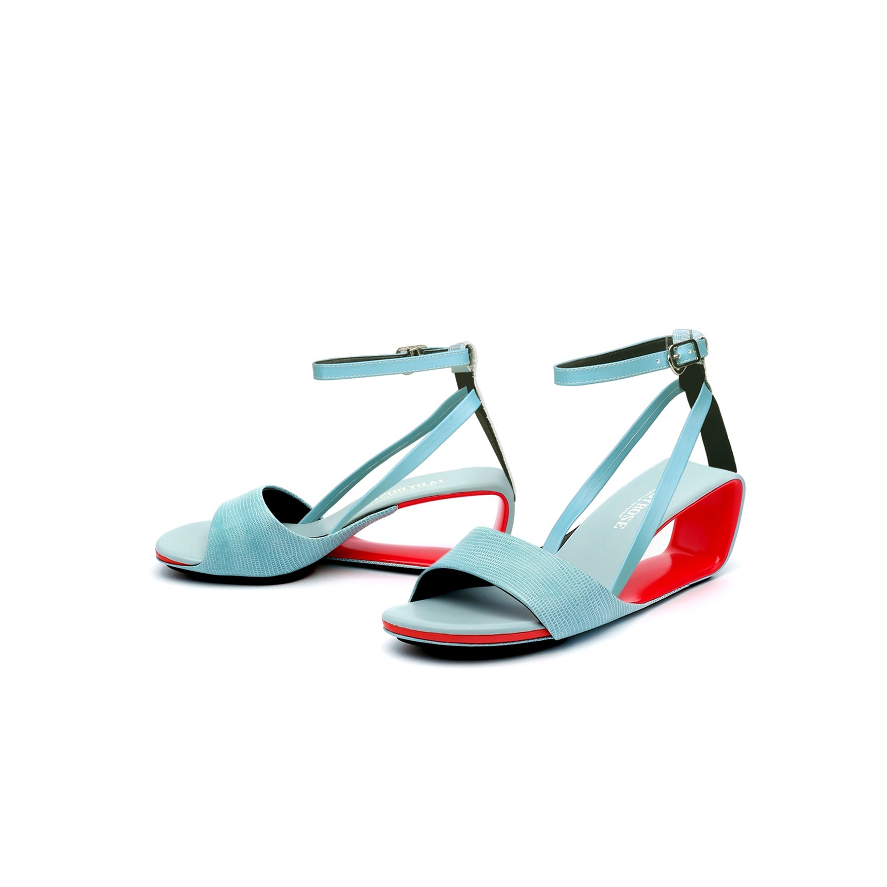 JADY ROSE | VESTAVIA ANKLE STRAP LEATHER WEDGE SANDAL - BLUE