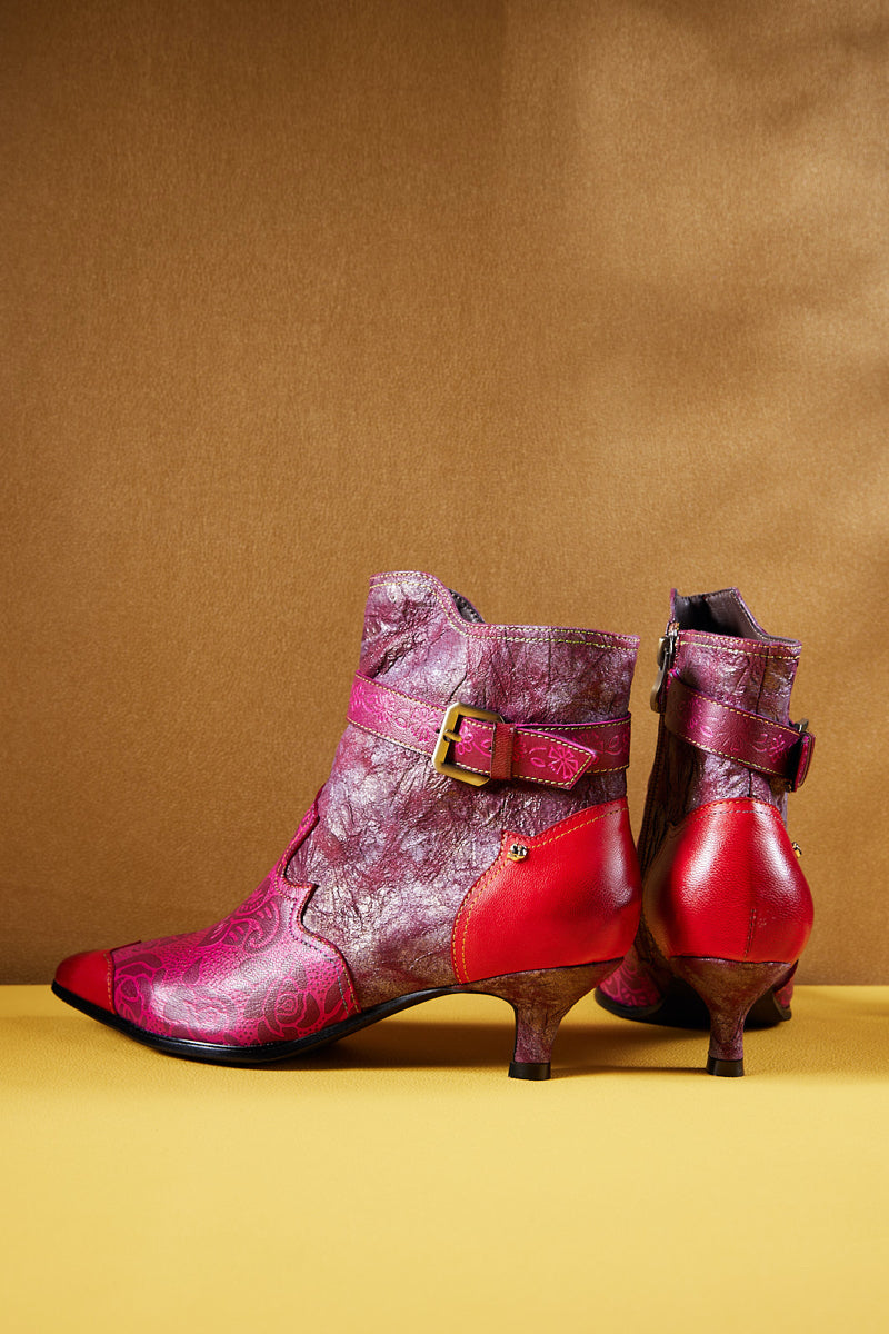 Soffia | Bella Rose Distress Leather Ankle Boots