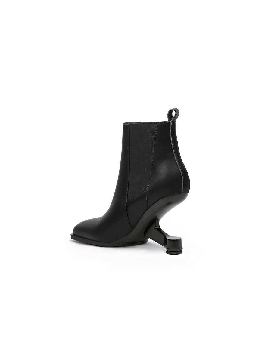 JadyRose | HARPER Elevator Heel Black Leather Chelsea Boot