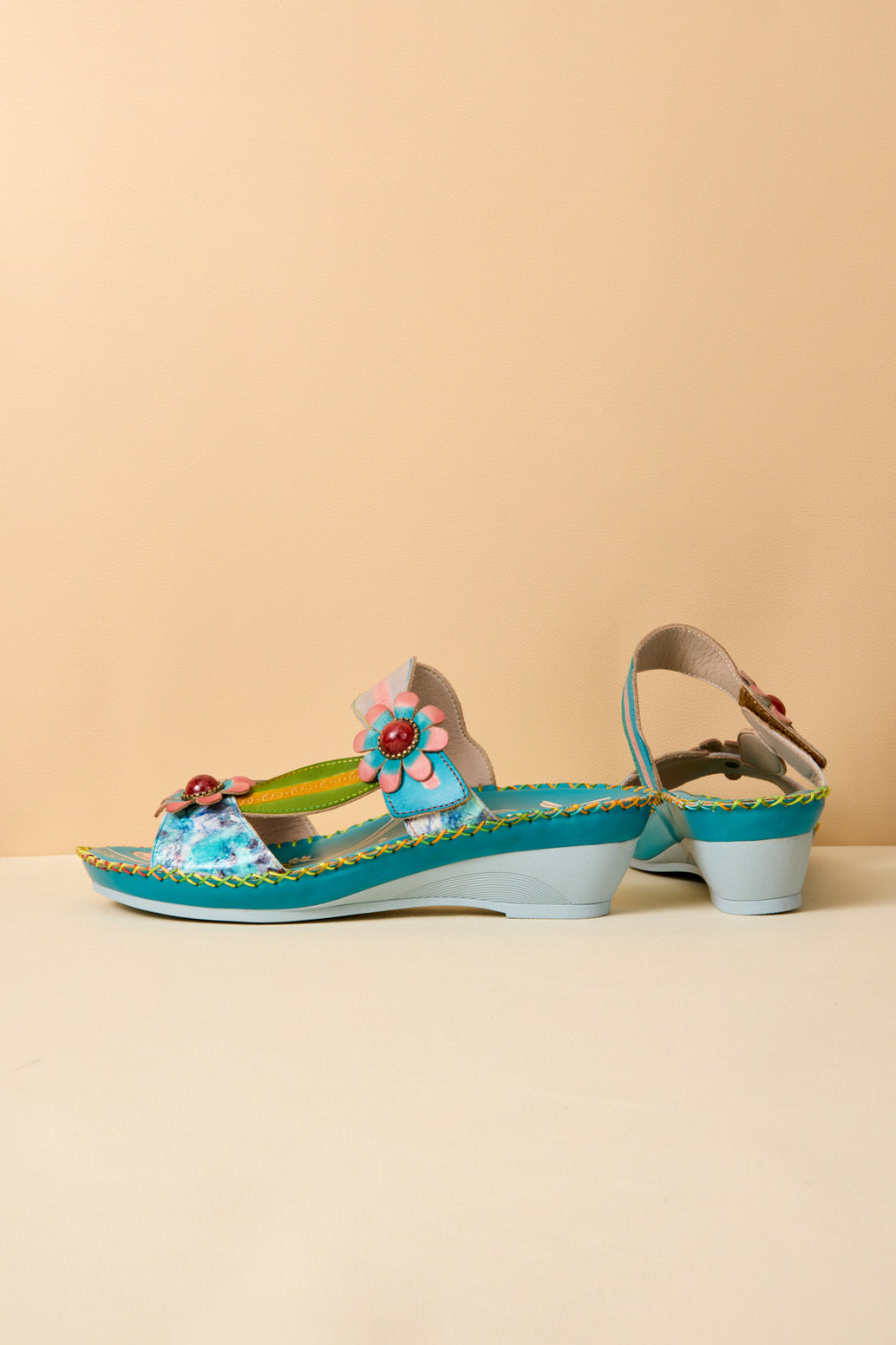 Soffia | Vaughn Floral Applique Leather Sandals