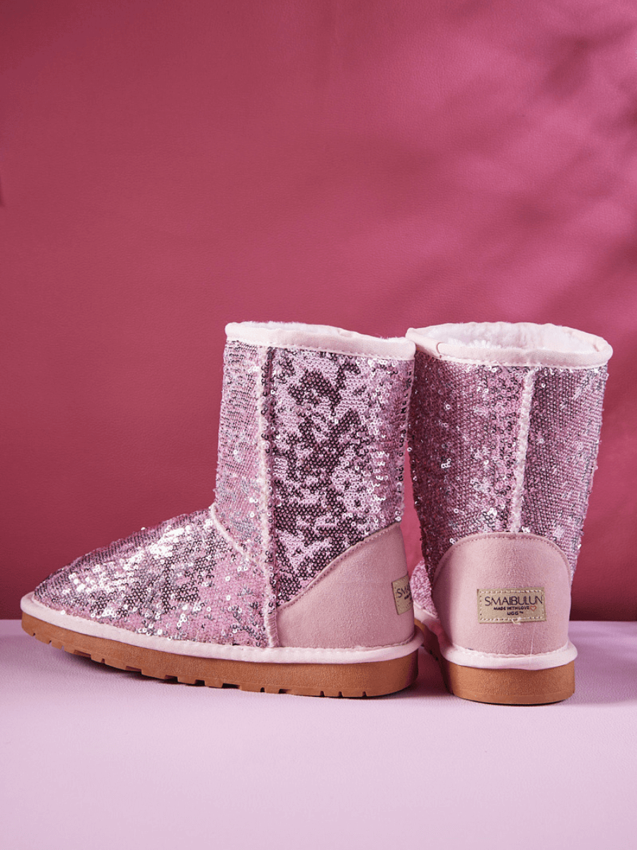 Smaibulun Ugg | Dallas Glam Sequin Shearling Boots - Pink