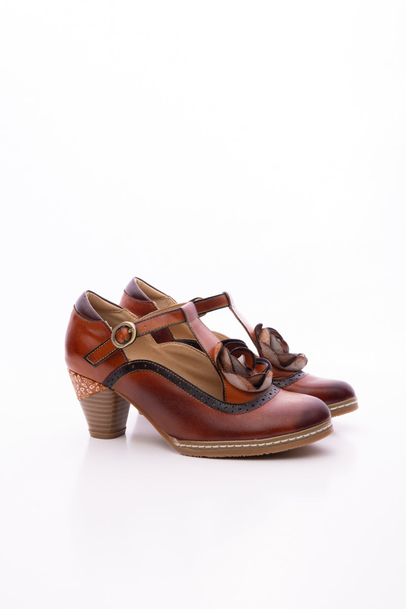 SOFFIA | MEET ME UNDER ROSE LEATHER T-STRAP SANDAL