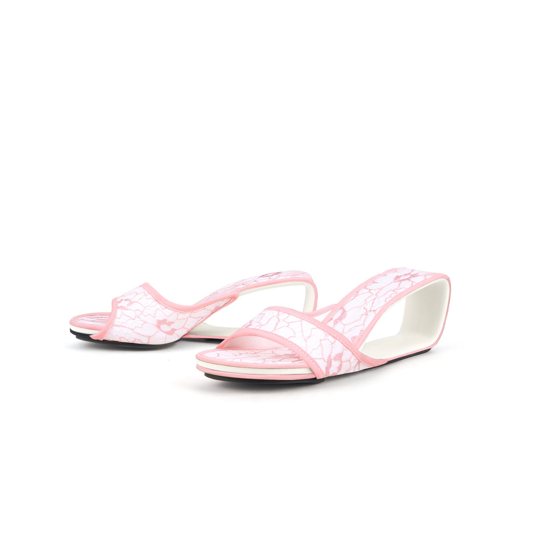 JADY ROSE | DELICATE BALANCE LACE MESH LEATHER SLIDE - PINK