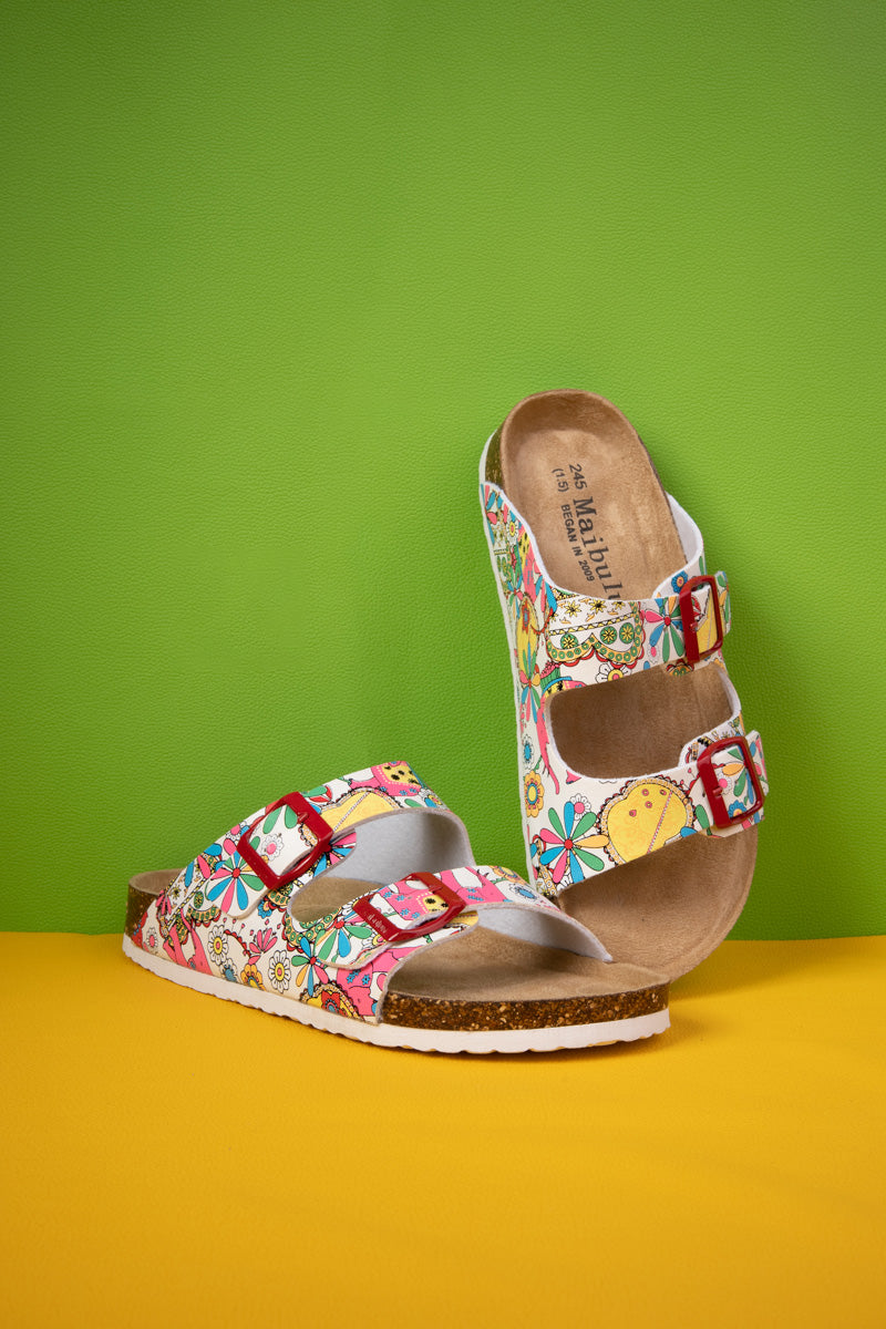 MAIBULUN | Lovey Dovey Floral Printed Double Strap Sandal