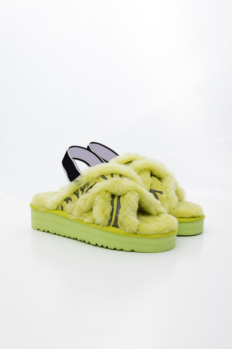 Smaibulun Ugg | Roar Wool Lined Criss-Cross Strap Slipper - Green