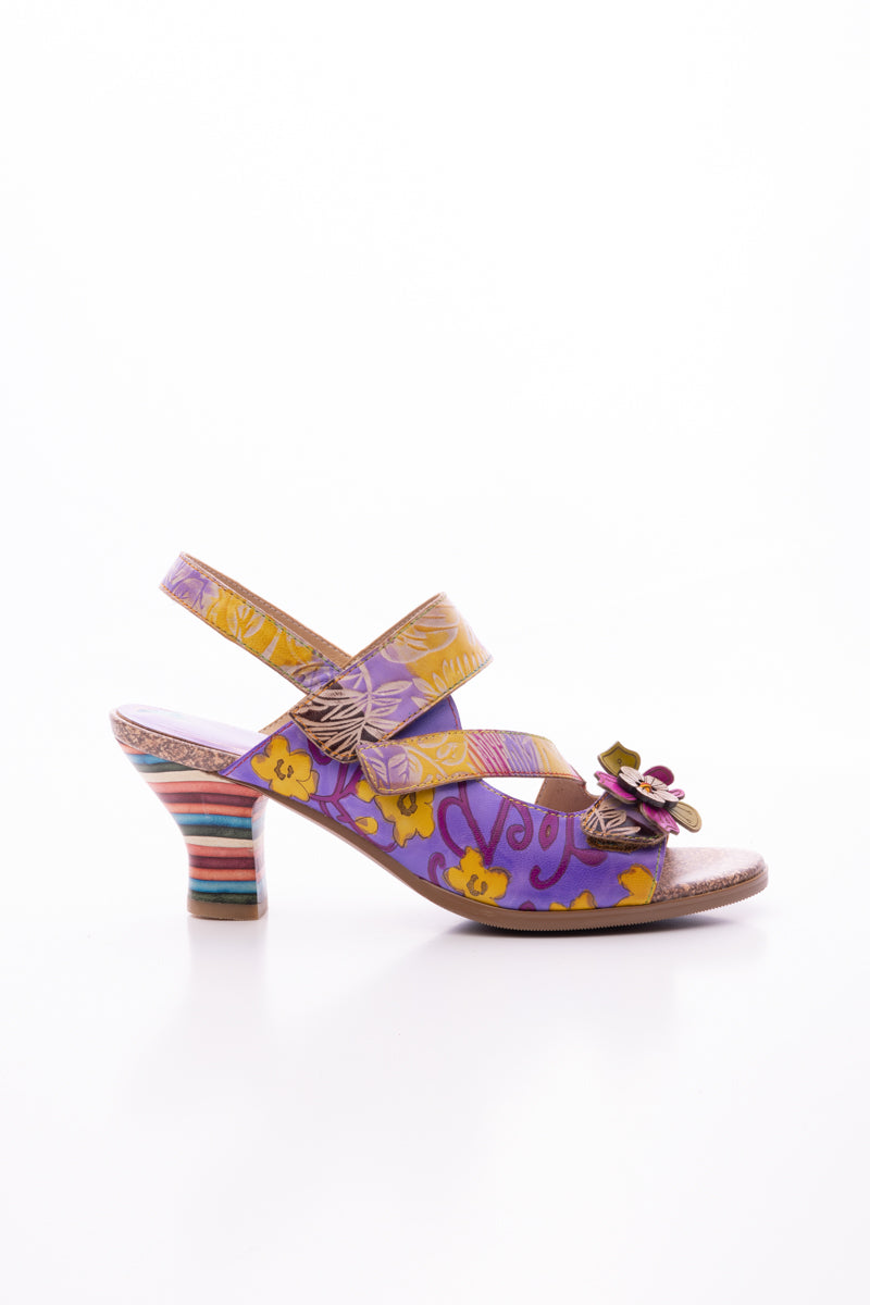 SOFFIA | MIDNIGHT SOL FLORAL LEATHER SLINGBACK SANDAL