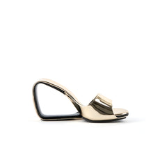 Jady Rose | Set It Straight Leather Wedge Slide - Gold