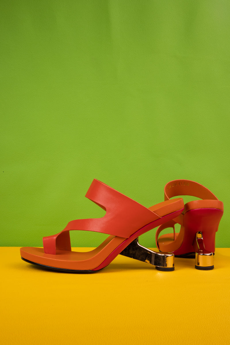 Jady Rose | Cozumel Ring-Toe Leather Heels - Orange