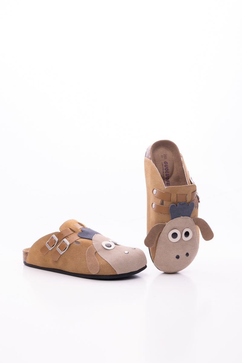 Maibulun | Moo Moo Baa Baa Double Strap Suede Clog - Khaki