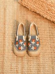 CACTUS ROSE | BLOSSOM EMBROIDERED LINEN ESPADRILLE LOAFER - GREY