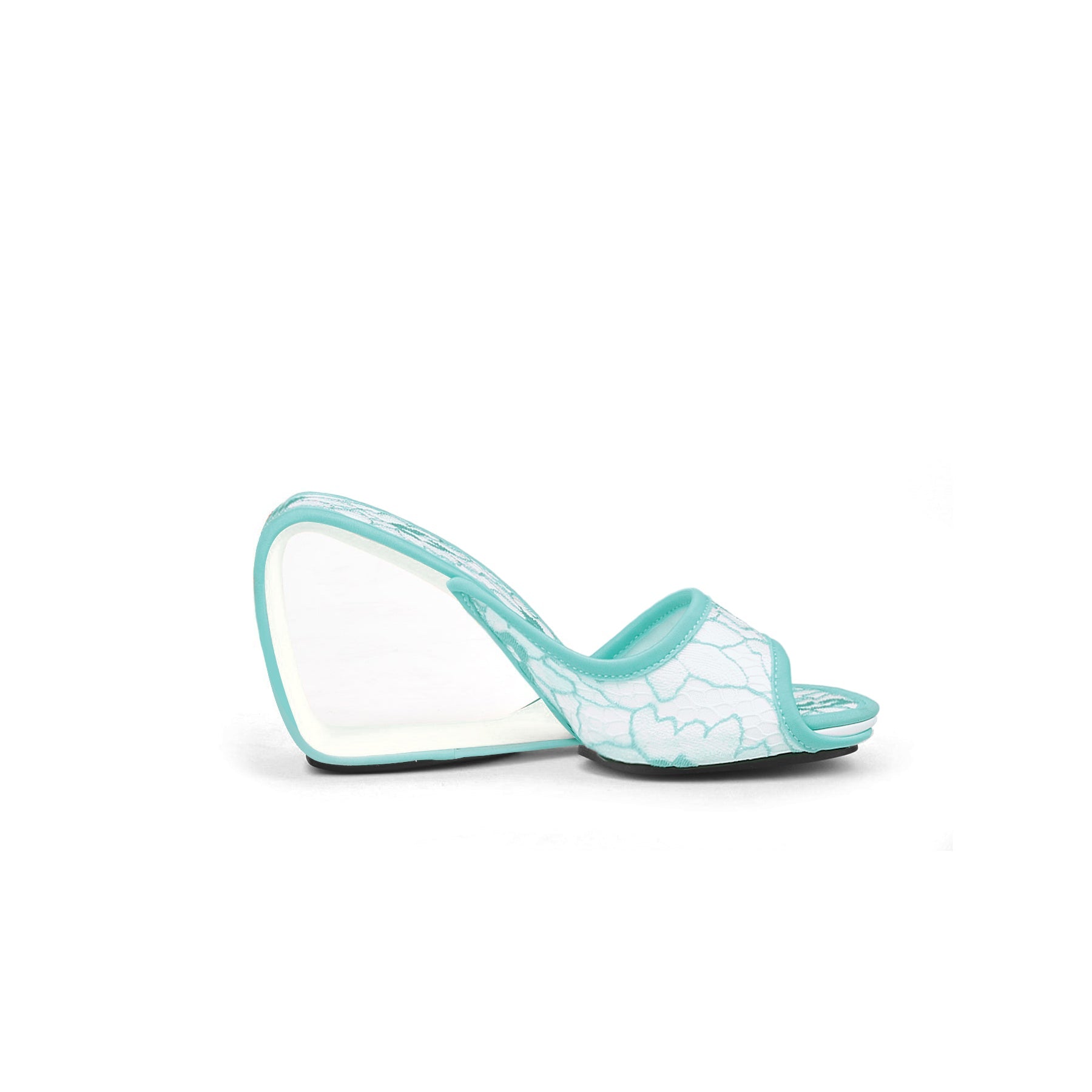 JADY ROSE | SOLANAH MARBLING LACE UPPER WEDGE SLIDE - BLUE