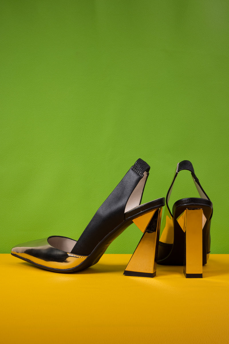 Jady Rose | Spotlight Leather Heel Pump - Gold