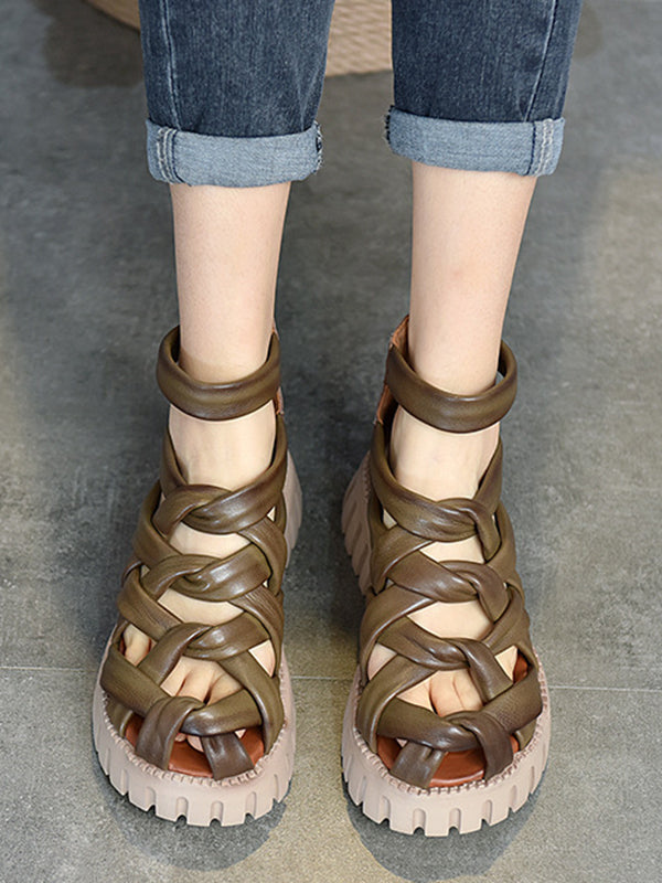 Casual Hollow Gladiator Shoes Platform Sandals