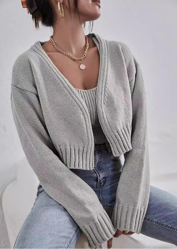 Cozy Knit Cropped Sweater & Cardigan Set