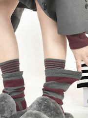 Contrast Color Split-Joint Striped Patterns Socks Accessories