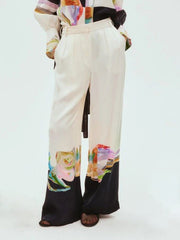 Art Graffiti Positioning Print Loose Pocket Wide Leg Pants