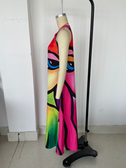 Women Summer Daily Abstract A line Maxi Dress