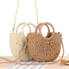 Vintage-Rattan Round Handle Handbag