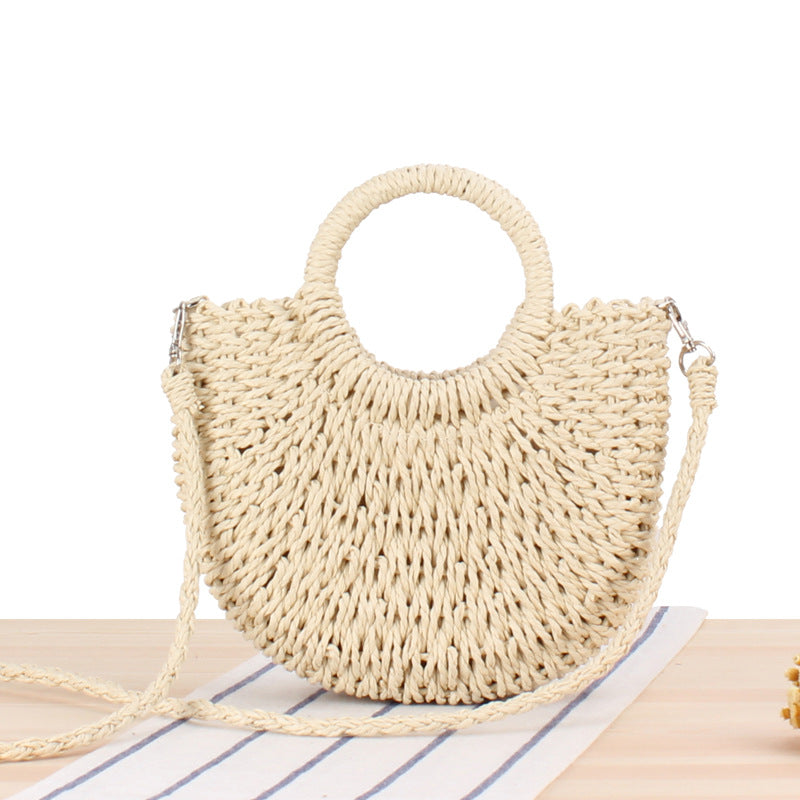 Vintage-Rattan Round Handle Handbag