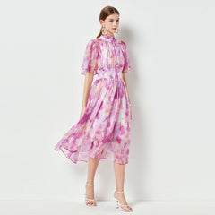 Women’s Spring Summer Floral Midi Dress – French Romantic Design