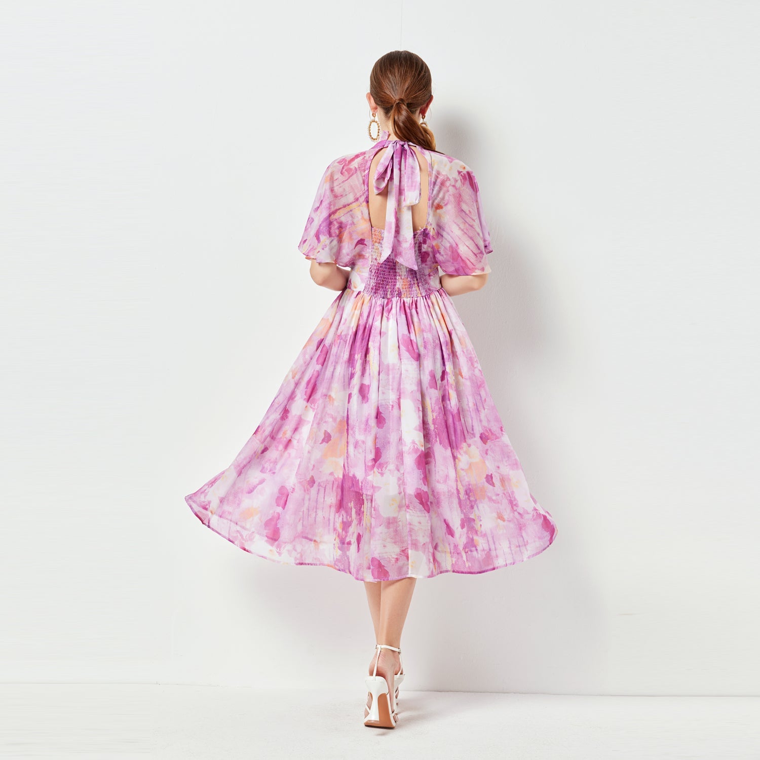 Women’s Spring Summer Floral Midi Dress – French Romantic Design