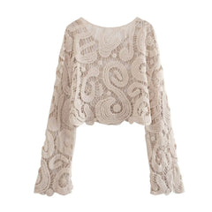 Women round Neck Crocheted Knitted Top