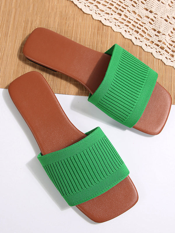 Open Toe Pleated Split-Joint Slippers