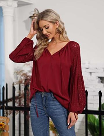 Women Clothing Round Neck Long Sleeve Lace Stitching Lace Loose T Shirt