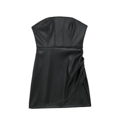 Women’s Sexy Leather Tube Top Dress – Stylish and Seductive Fashion Choice