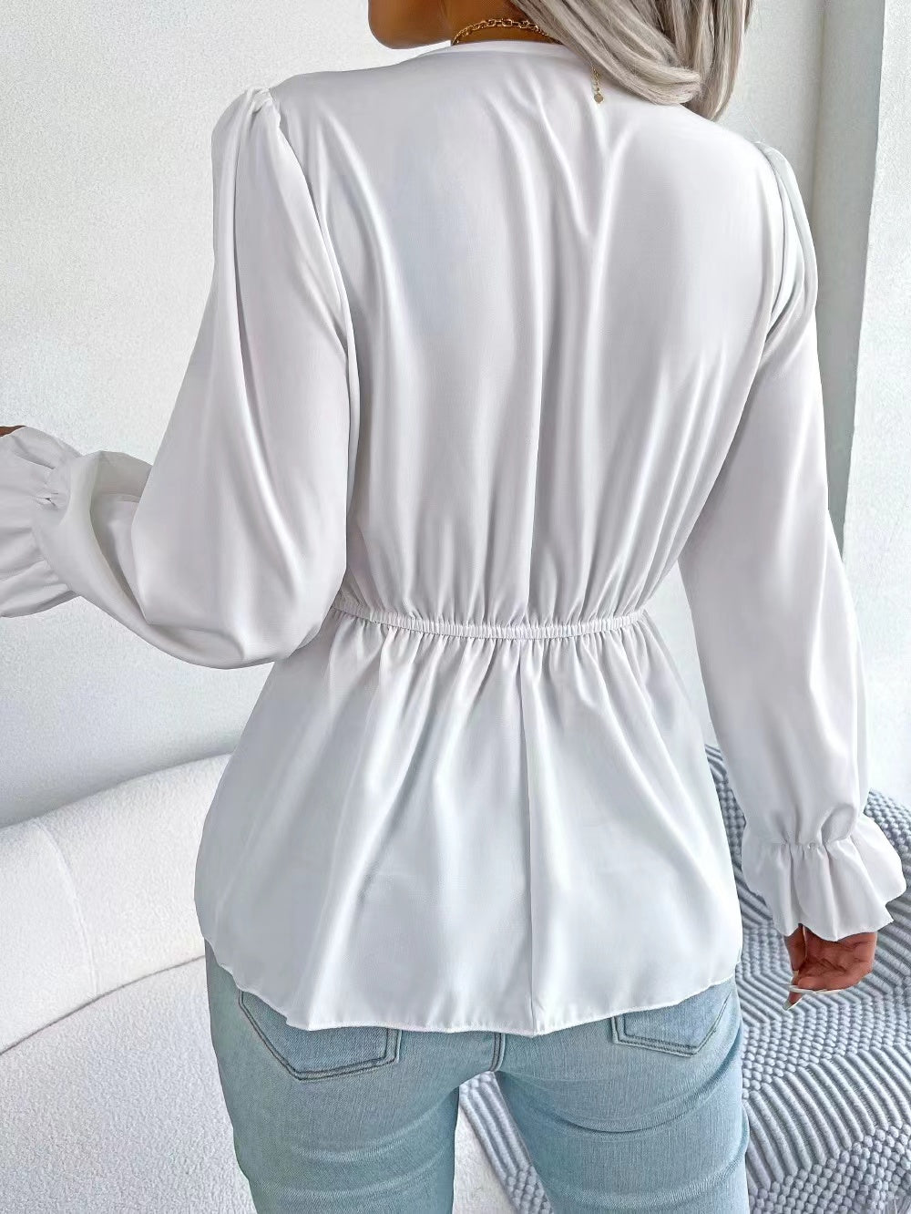 Women Autumn and Winter New Lace Stitching Long Sleeve Top