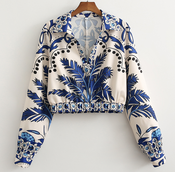 Summer Women’s Long Sleeve Printed Shirt – Stylish Positioning Design