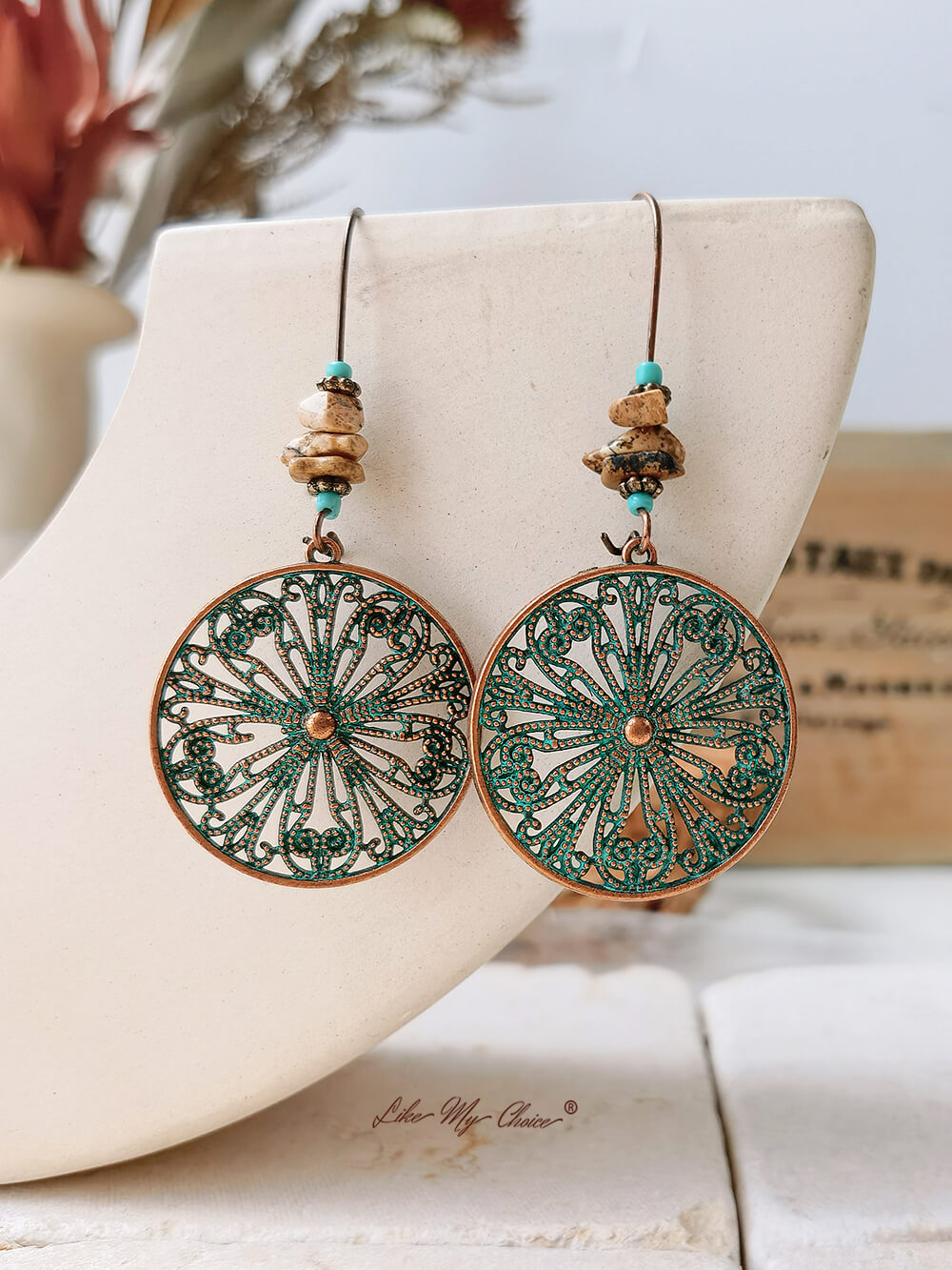 Vintage Round Engraved Hook Ethnic Earrings