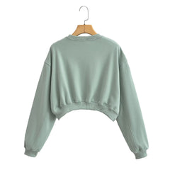 Autumn Three Color round Neck Sweater Solid Color Short Top