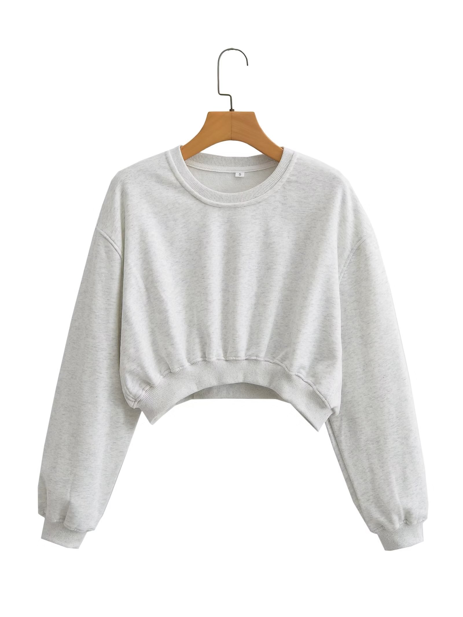 Autumn Three Color round Neck Sweater Solid Color Short Top