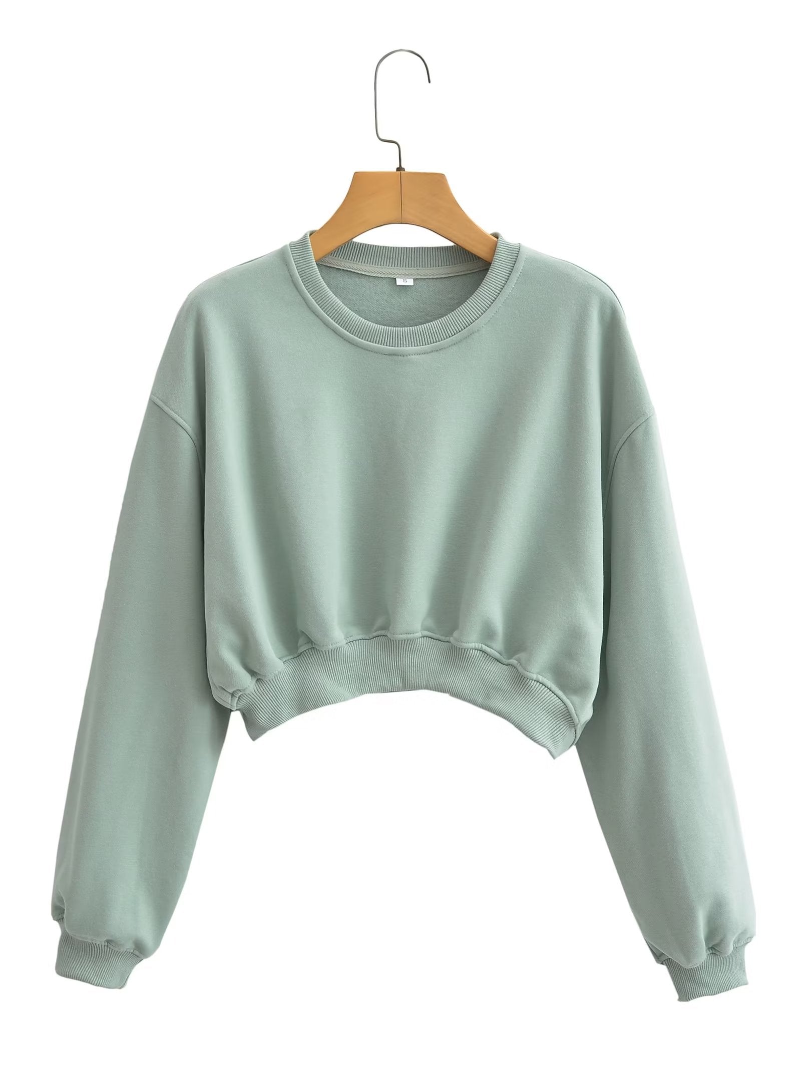 Autumn Three Color round Neck Sweater Solid Color Short Top