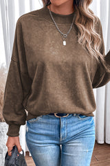 Autumn Solid Color Hoodie Women Casual Office Loose Fitting Pullover round Neck Long Sleeved Top Women