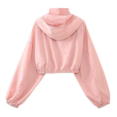 Fall Women Clothing Casual Exercise Hooded Short Coat