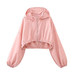 Fall Women Clothing Casual Exercise Hooded Short Coat