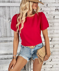 Summer Women Wear Short Sleeved Red Shirt