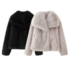 Luxurious Faux Mink Fur Winter Coat – Socialite Top