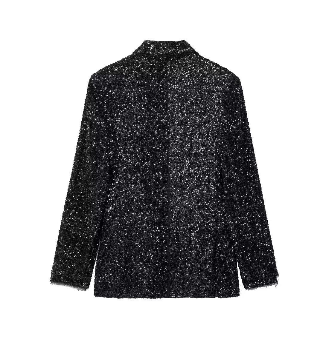 Women Clothing Sequined French Blazer Women Spring Autumn Slim Fit Polo Collar Top