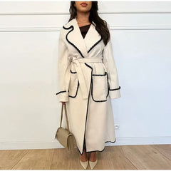 French Loose Woolen Coat with Belt – Women’s Slim Fit All Matching Coat