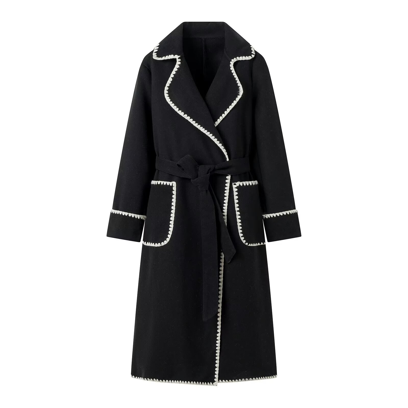 French Loose Woolen Coat with Belt – Women’s Slim Fit All Matching Coat