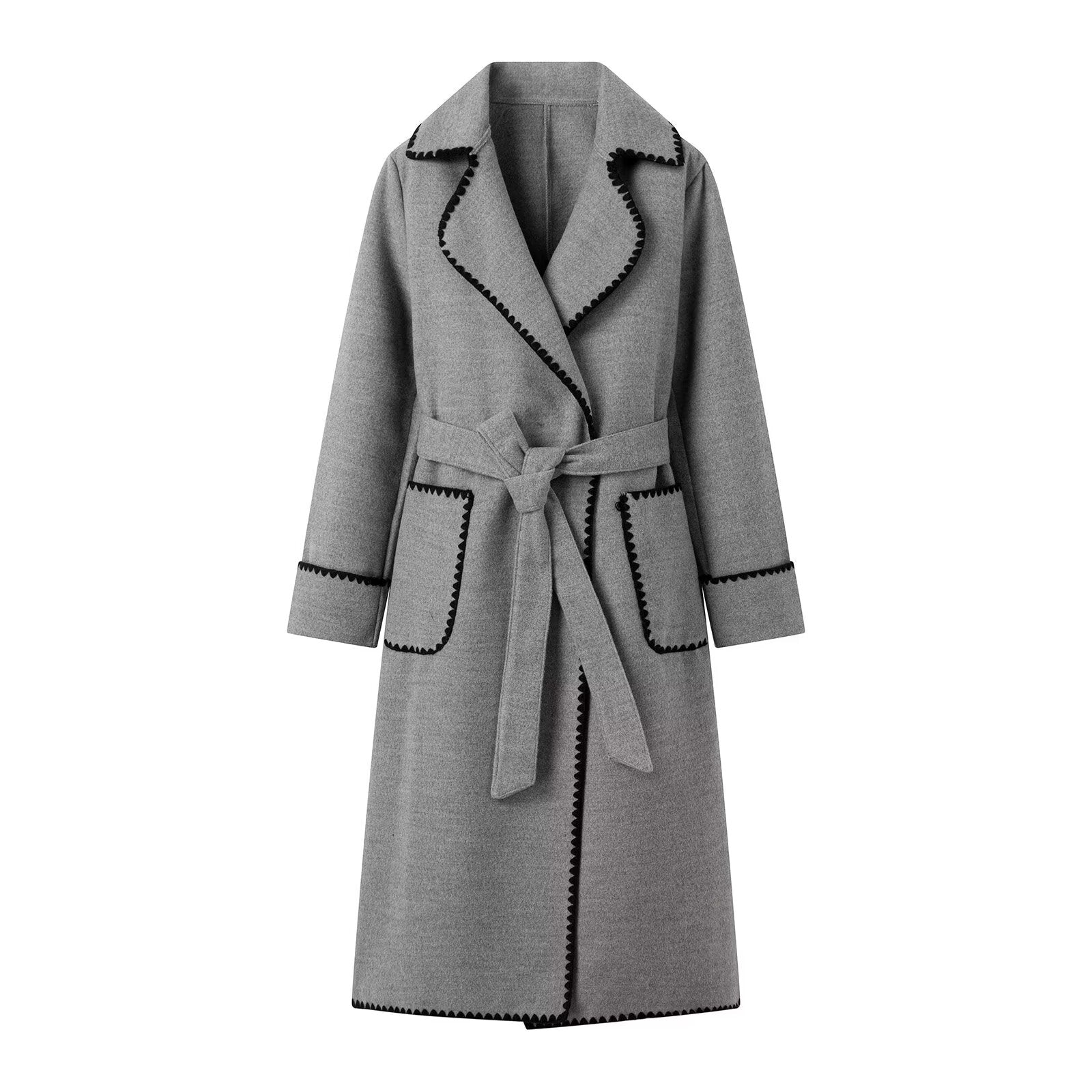 French Loose Woolen Coat with Belt – Women’s Slim Fit All Matching Coat