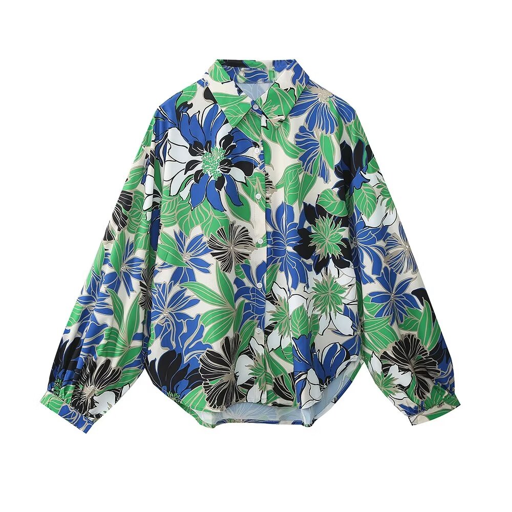 Retro Hong Kong Loose Long Sleeve Top – Women’s Printed Shirt