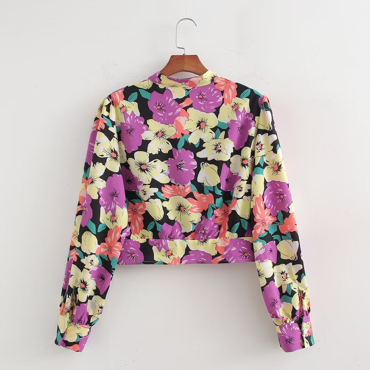 Spring Women Floral Print Long Sleeve Loose Shirt – Trendy Flower Pattern Blouse