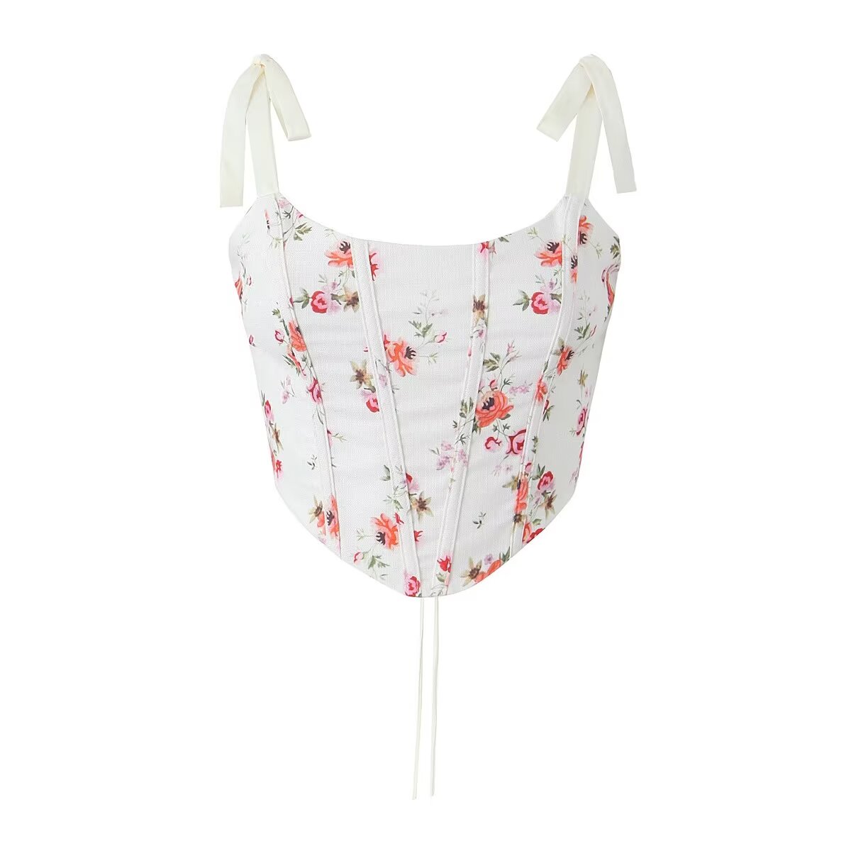 Early Spring Floral Corset Top with Boning for Body Shaping and Sexy Sling