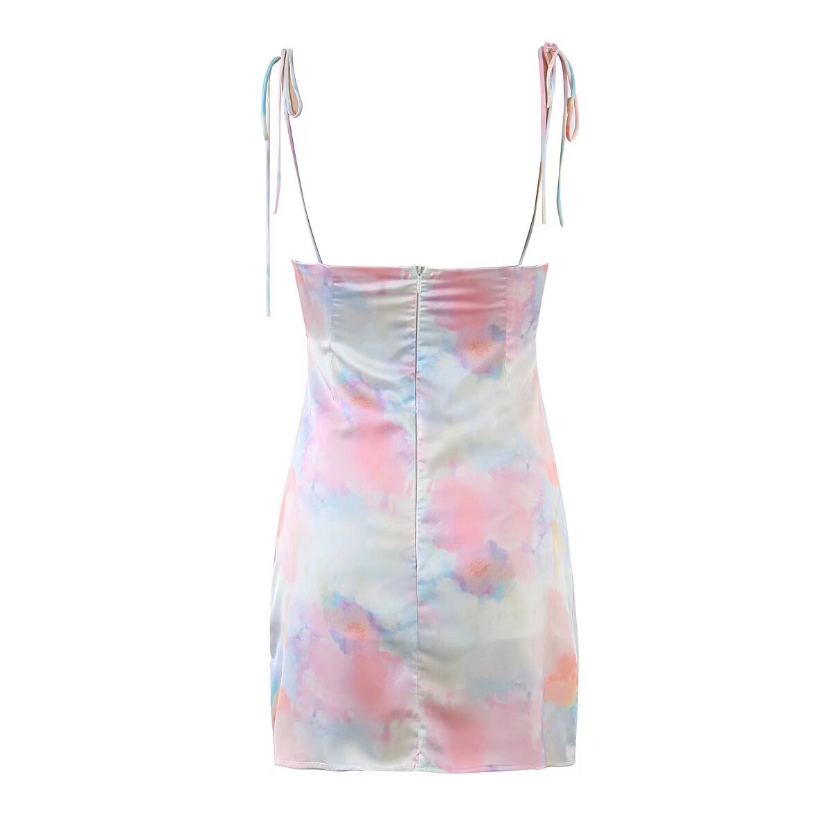 Women’s Sexy Tie Dyed Printing Slip Sheath Dress – Trendy Sleeveless Bodycon Mini Dress