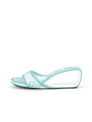 JADY ROSE | DELICATE BALANCE LACE MESH LEATHER SLIDE - BLUE